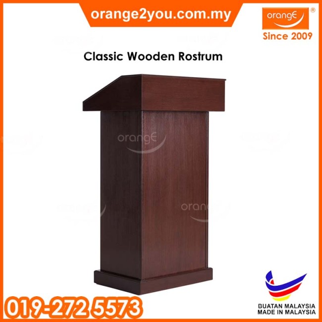 OW ROS88 - CLASSIC WOODEN PODIUM ROSTRUM | LECTERN (OPEN SHELF)